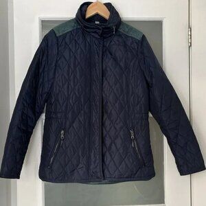 Coach Navy Blue Quilted Leather Accent Jacket Coat M